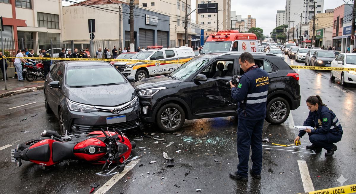 Perícia de acidente de trânsito com análise técnica no local