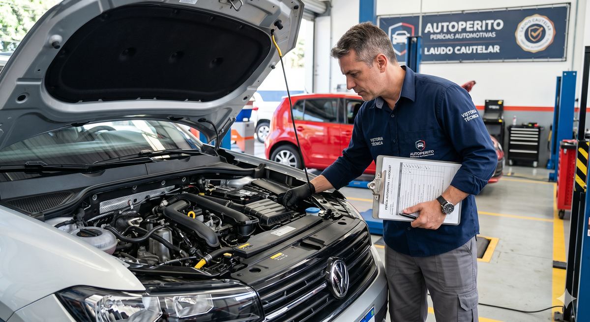 Vistoria técnica automotiva com checklist de laudo